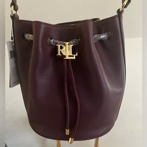 NWT Ralph Lauren purple crossbody  bucket bag with dust bag